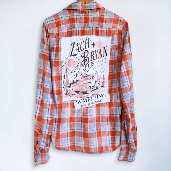 Abercrombie & Fitch Other - Zach Bryan | Upcycled A&F Bleached Plaid Shirt Mens Large L Muscle